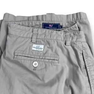 Vineyard Vines Club Short Mens 38 Khaki Tan 100% Cotton Chino Flat Front